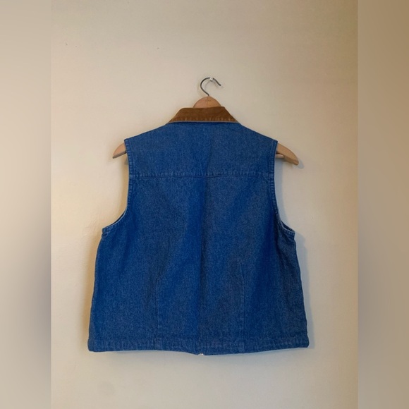 Rhythm blue vintage 80’s denin jean vest, ski snow mountain appliqué gaper day - Picture 6 of 8